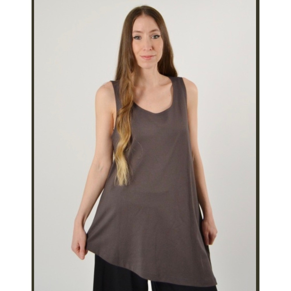 Bryn Walker Womens Large‎ Brown Asymmetrical Hem Sleeveless Tank Top USA Made
